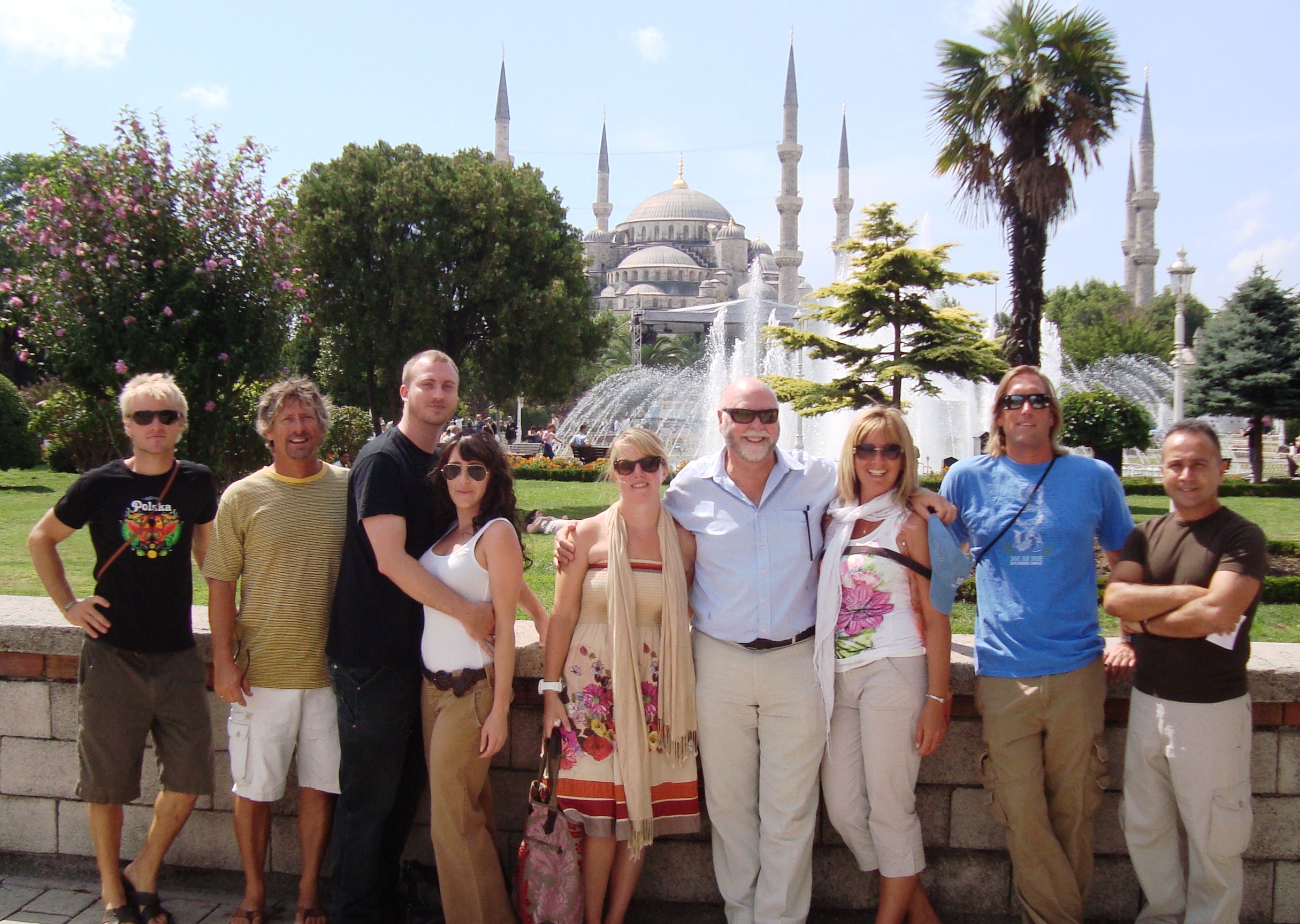Everyone with Blue Mosque in the background