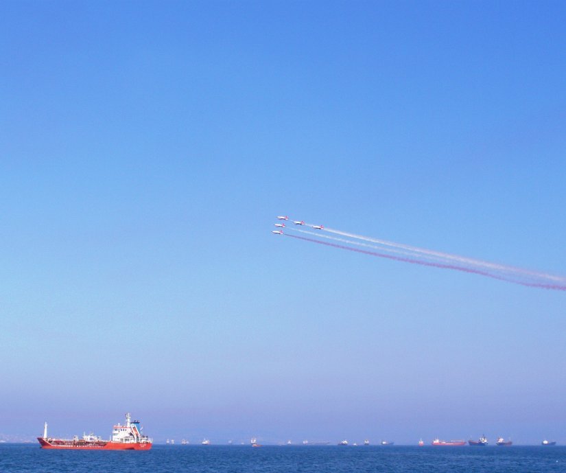 Air show as we sailed into Istanbul