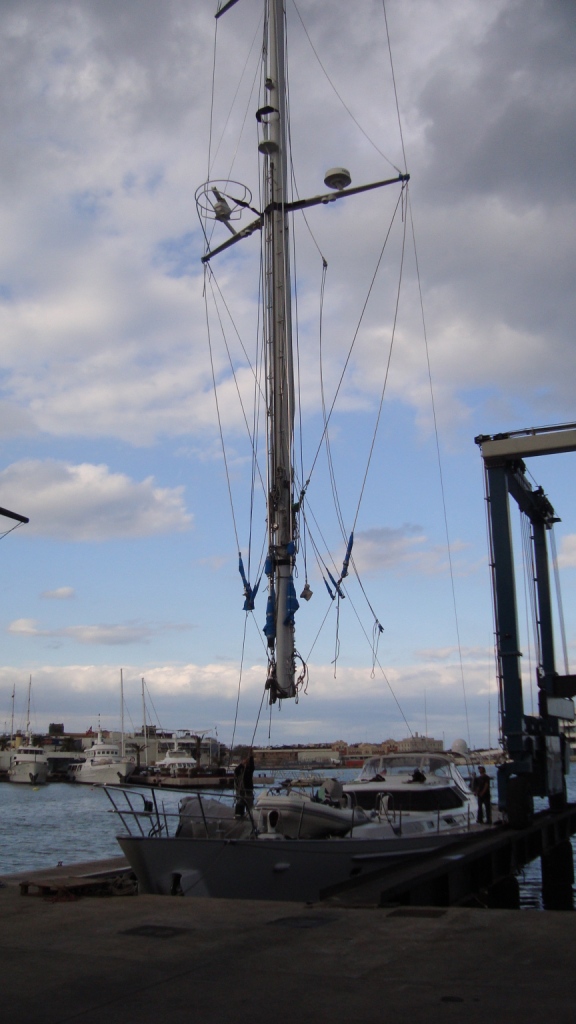 Mast being removed