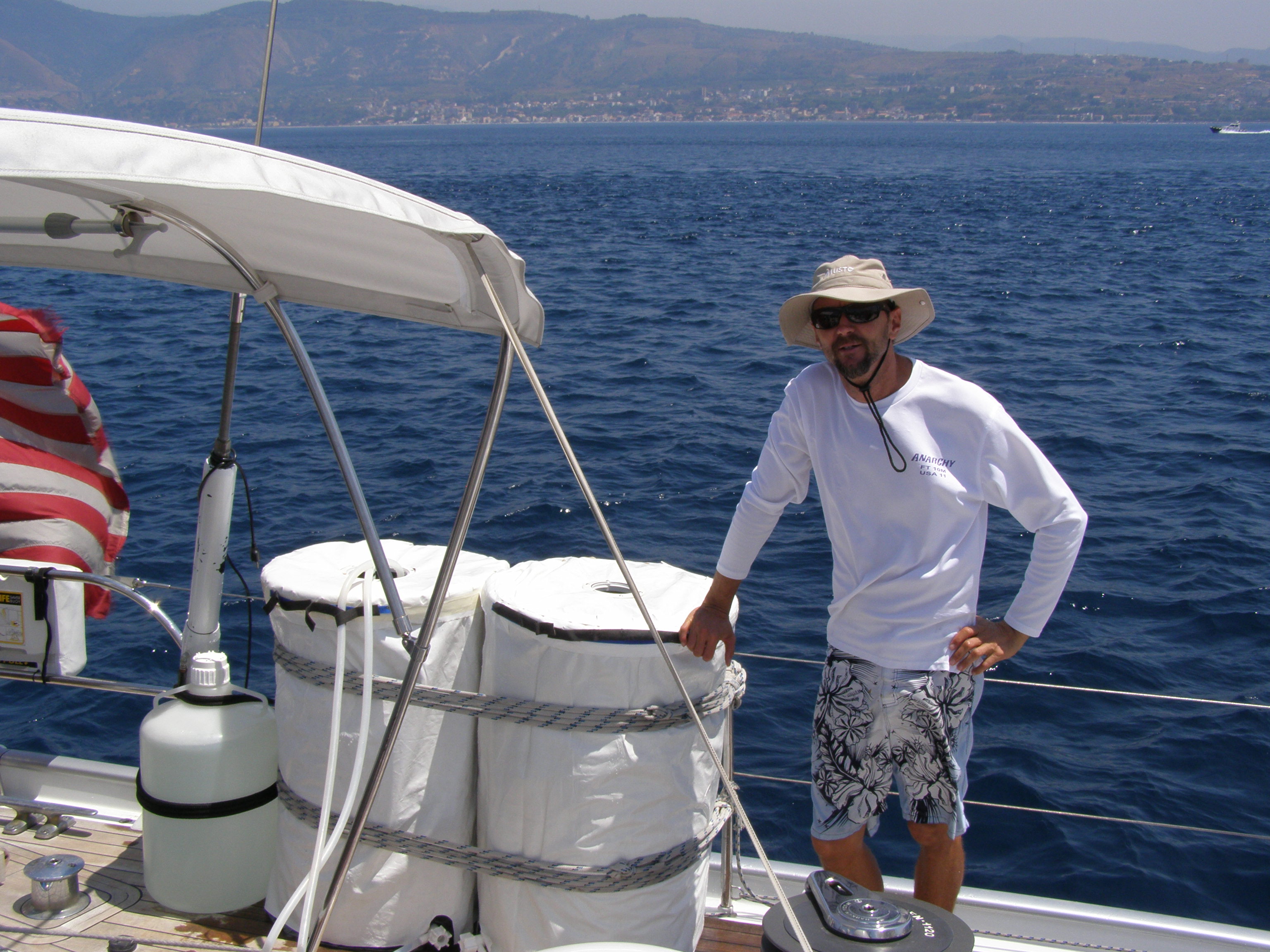 John helping collect the sample in the middle of the Straits of Messina