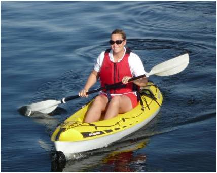 Karolina in the kayak. Photo by John Henke, Sorcerer II first mate.