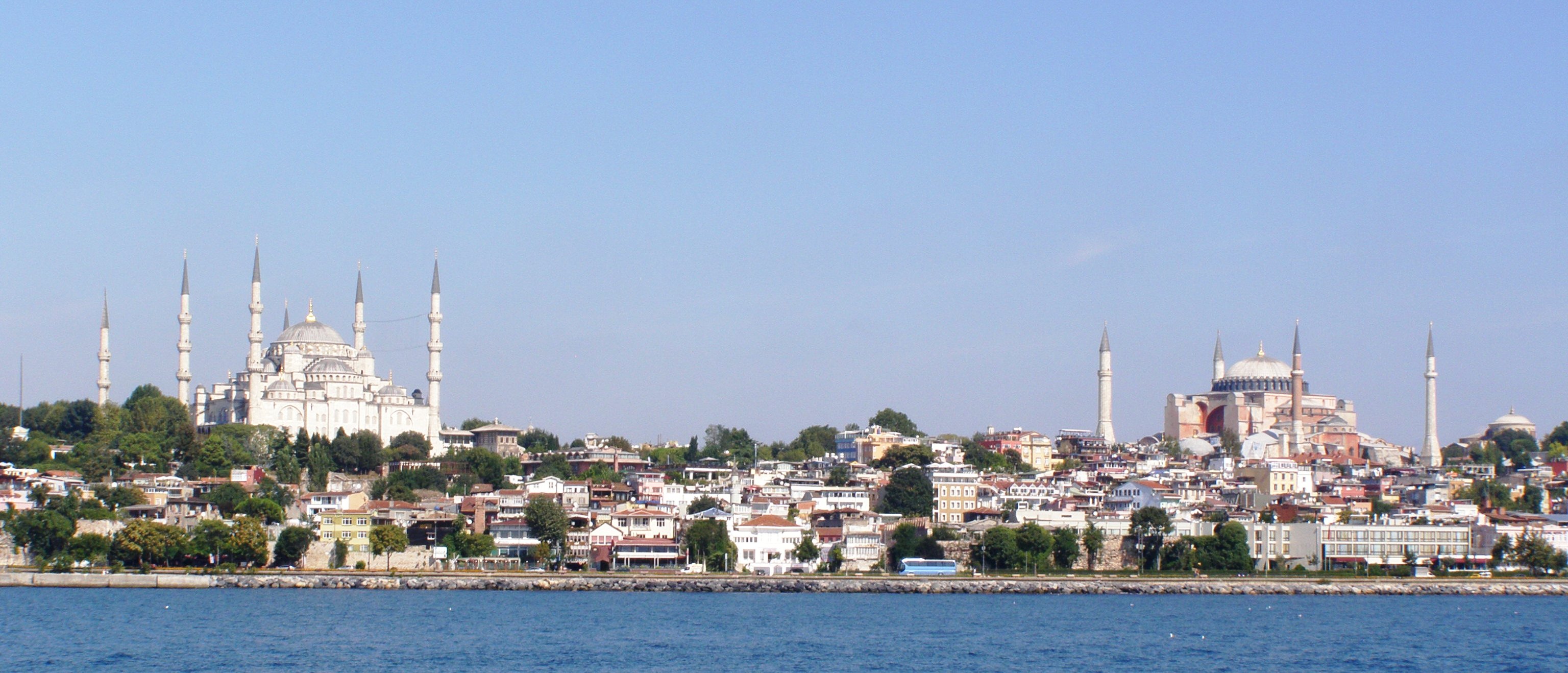 Blue Mosque and Hagia Sophia as we sailed by