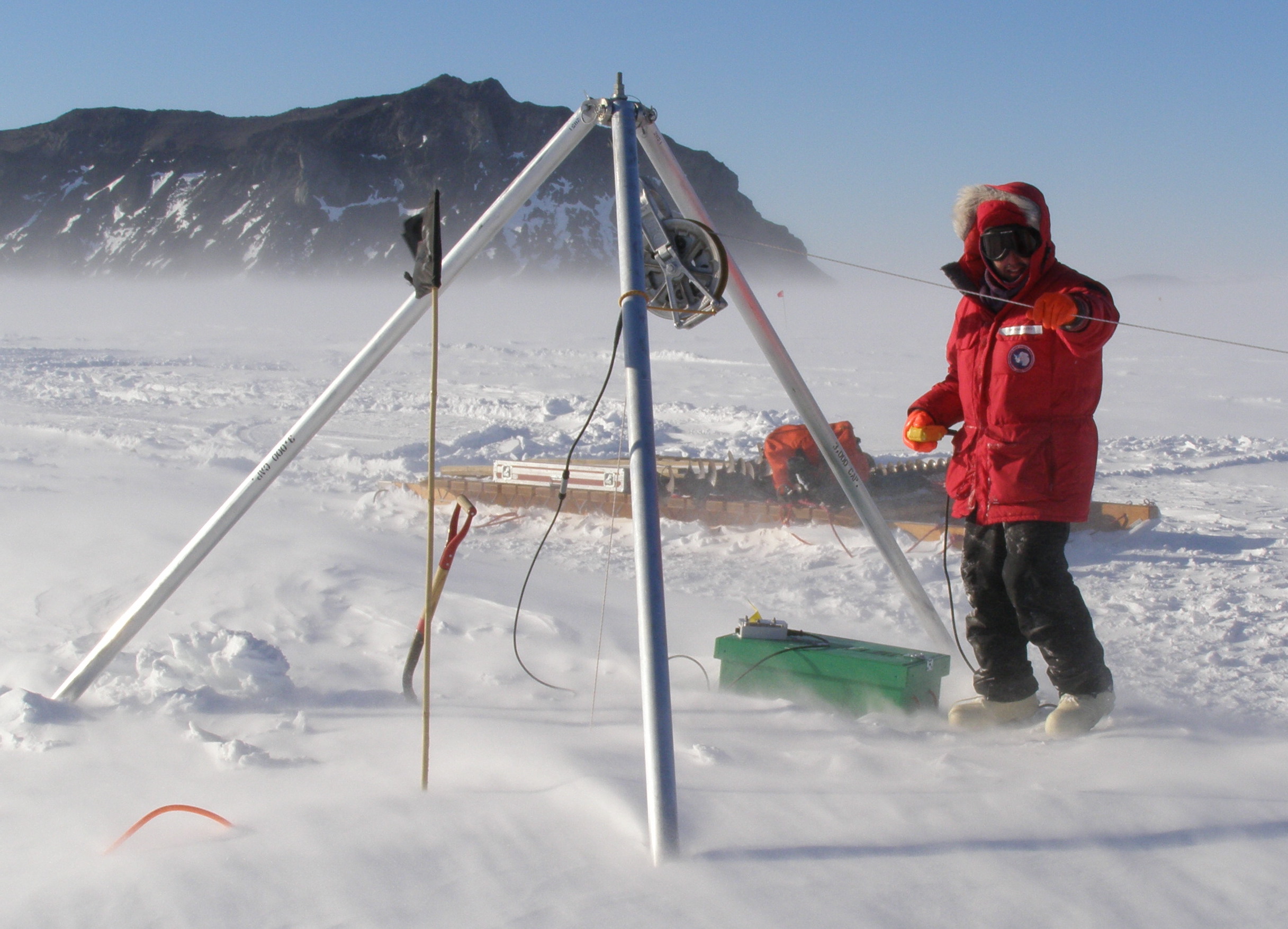 Mak Saito monitoring the winch and tripod. The wind picked up as the day progressed