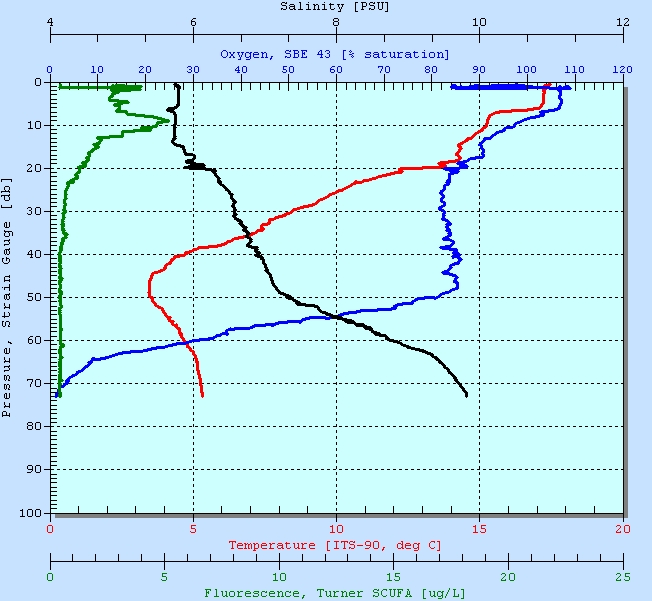 CTD graph as the CTD moves down the water column