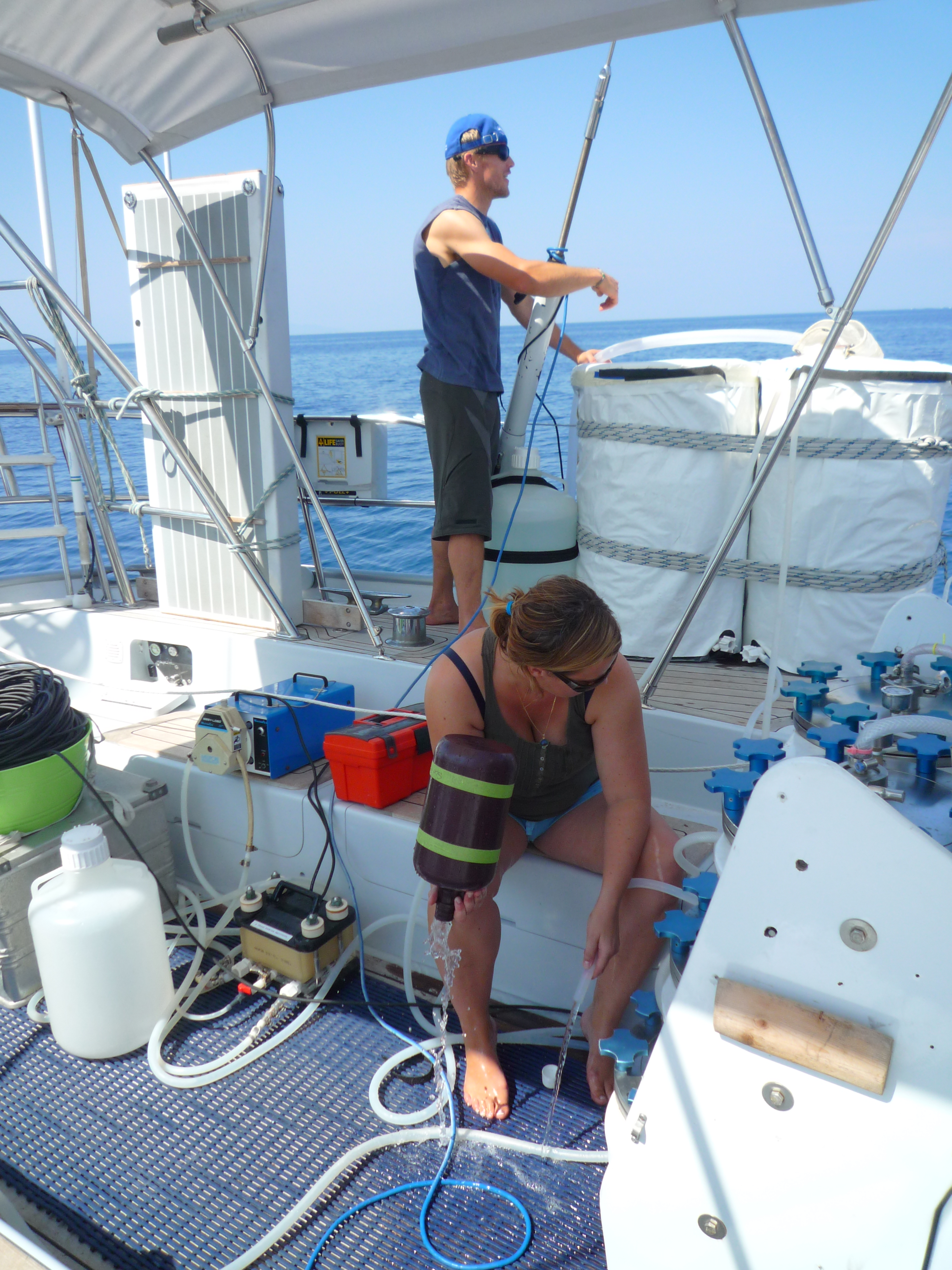 Karolina and Jeremy Collecting Samples