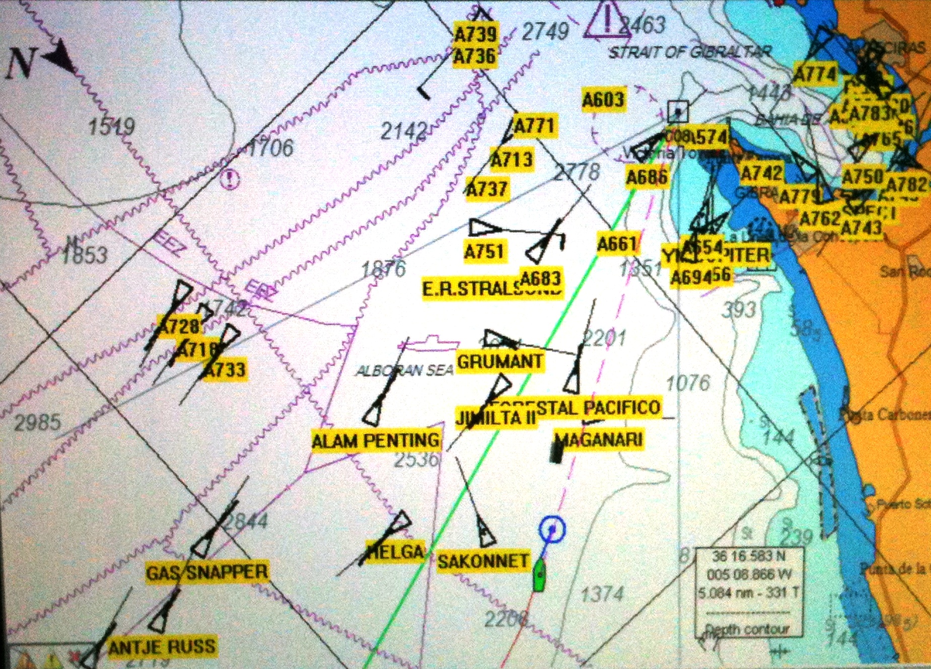 Boat traffic on Med. Sea Side of the Straits