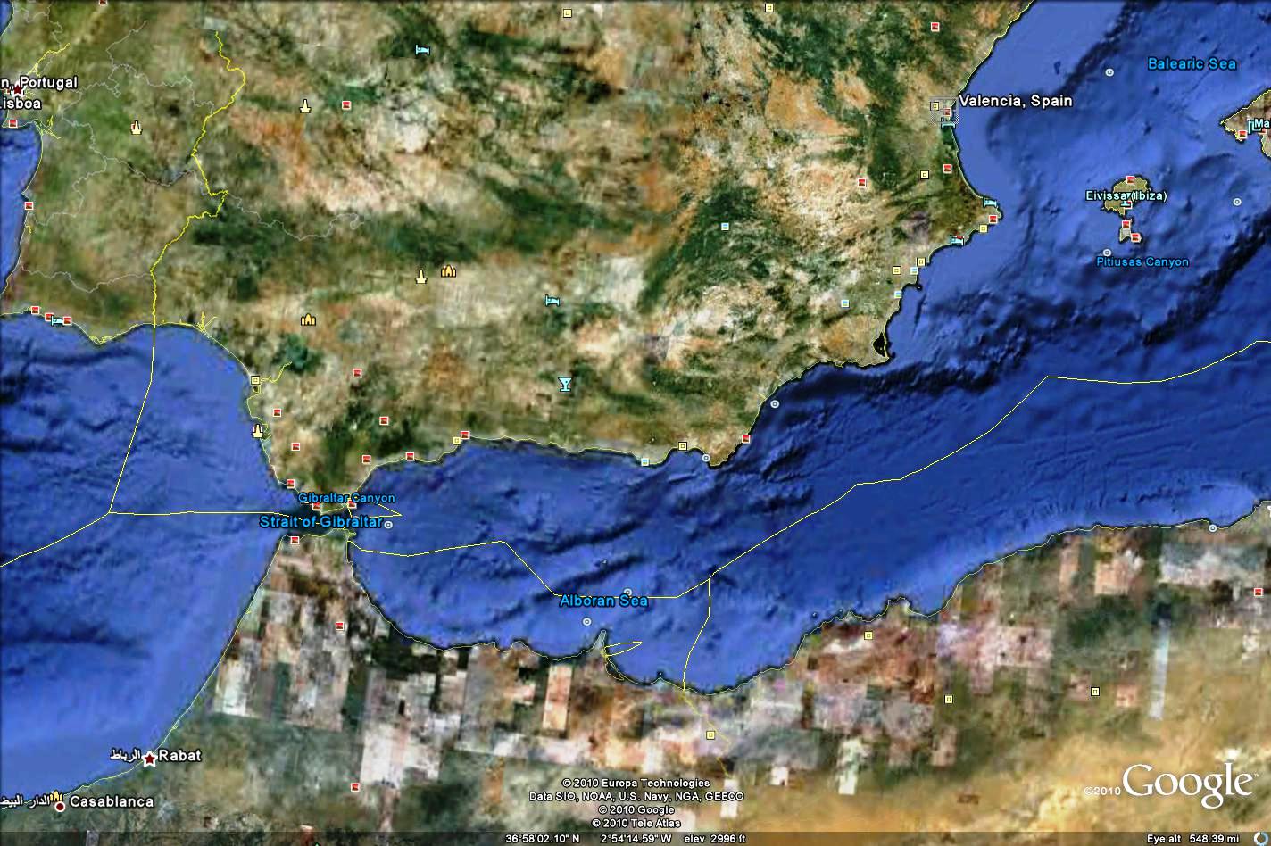 Coastline to Gibraltar