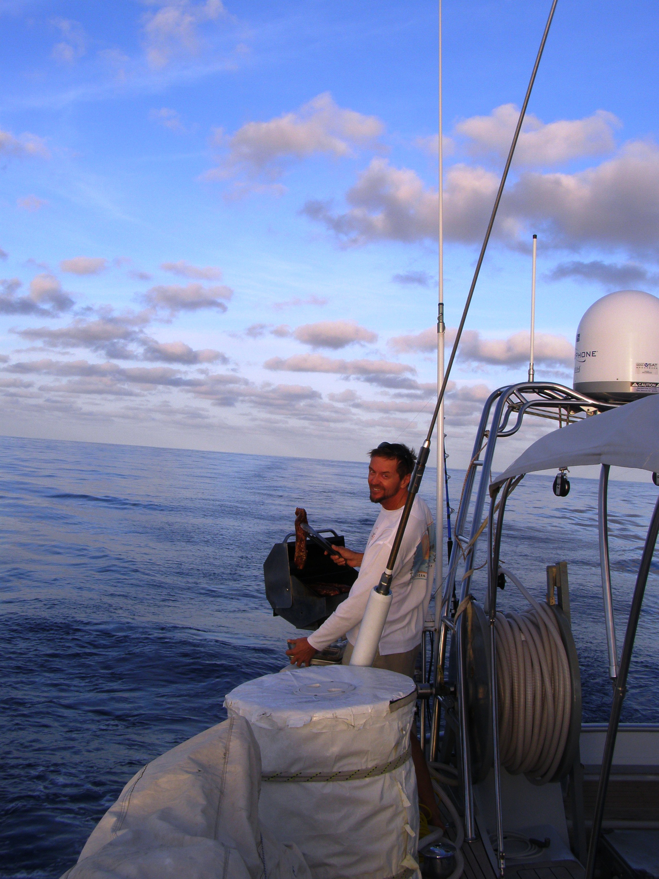 John BBQ'ing dinner at sea