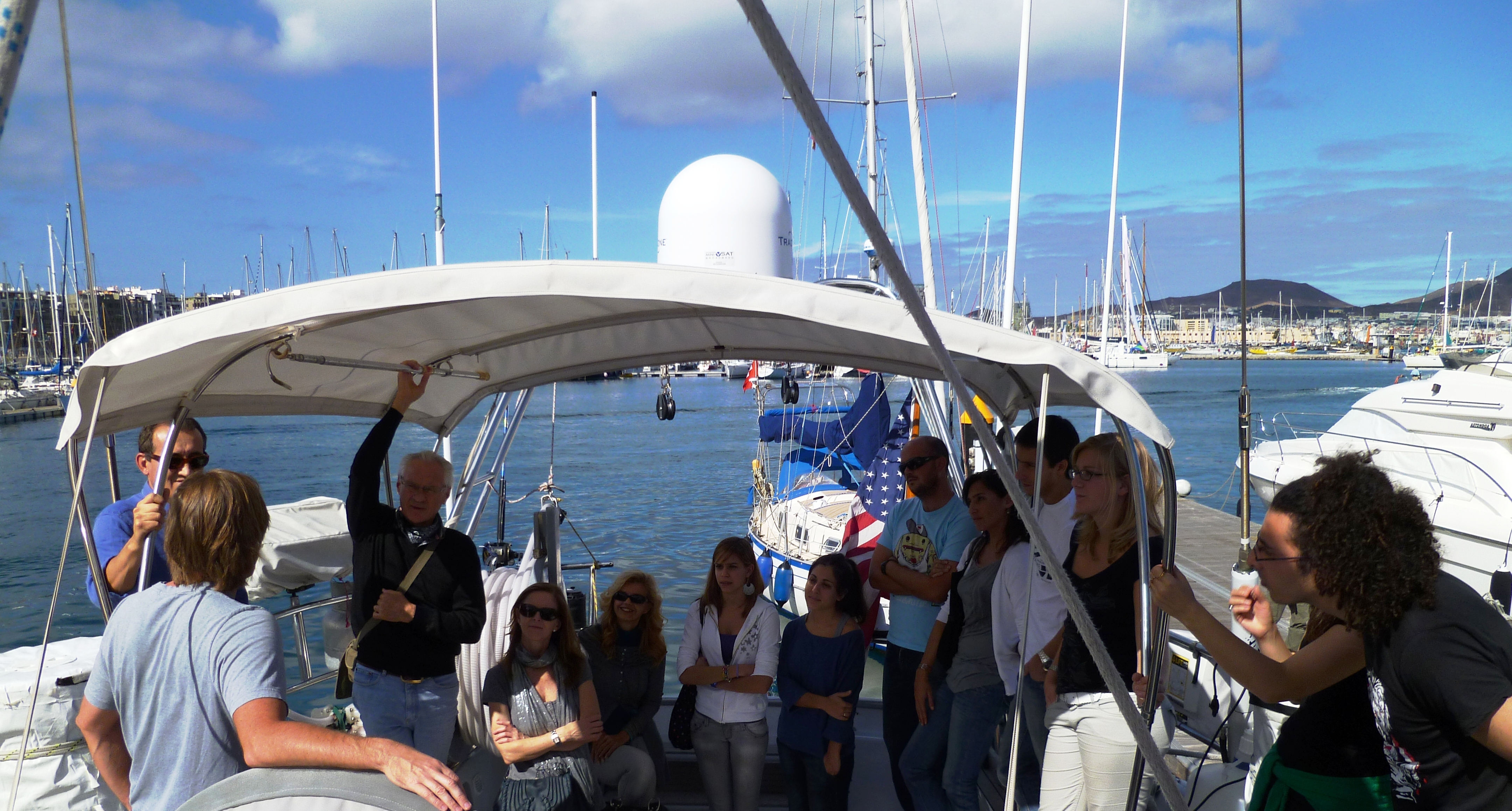 Giving a demo of the sample gear