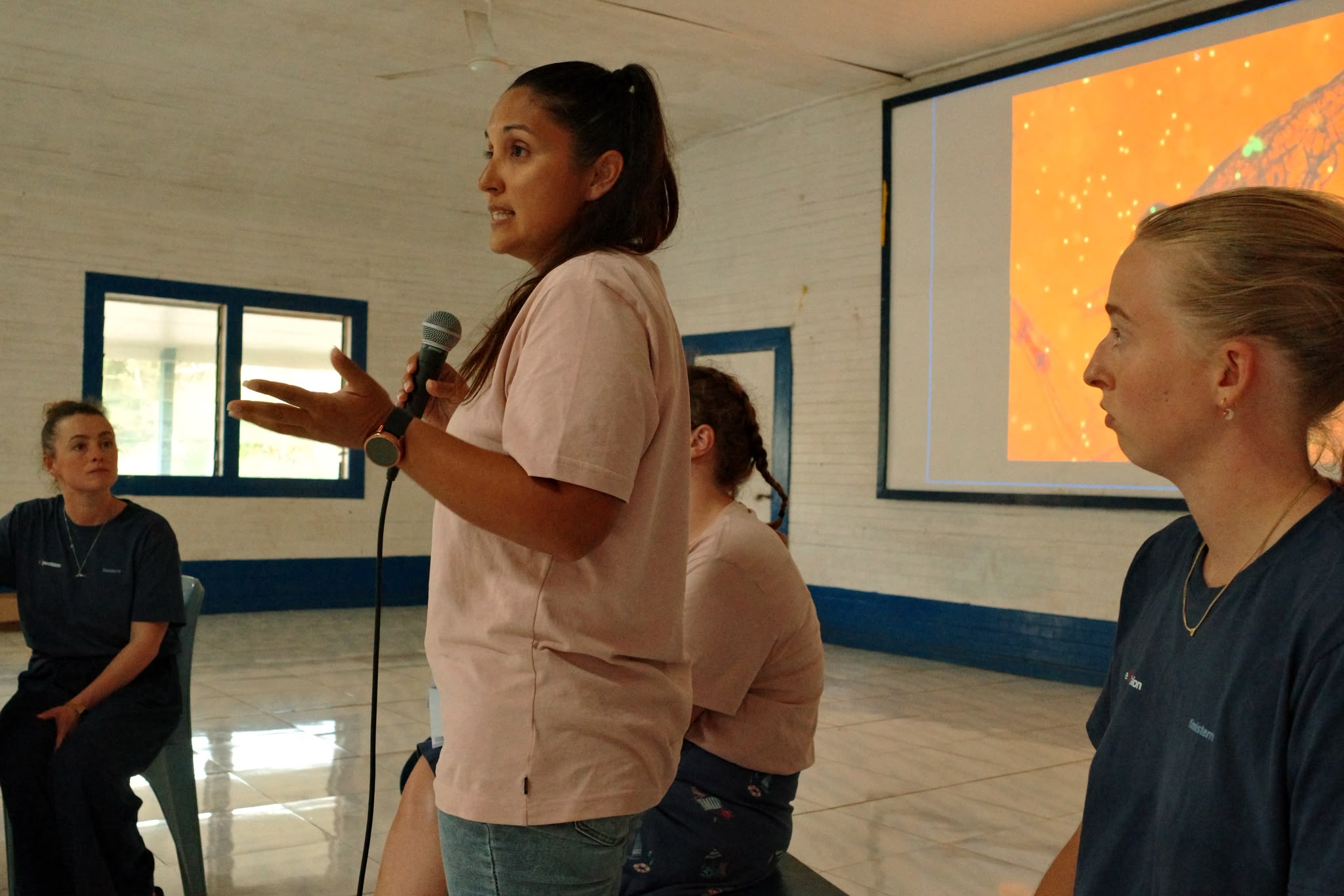 Dr. Garza speaking at the Community Center